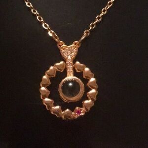 SS925 Rose Gold Global I Love You In 100 Different languages Necklace